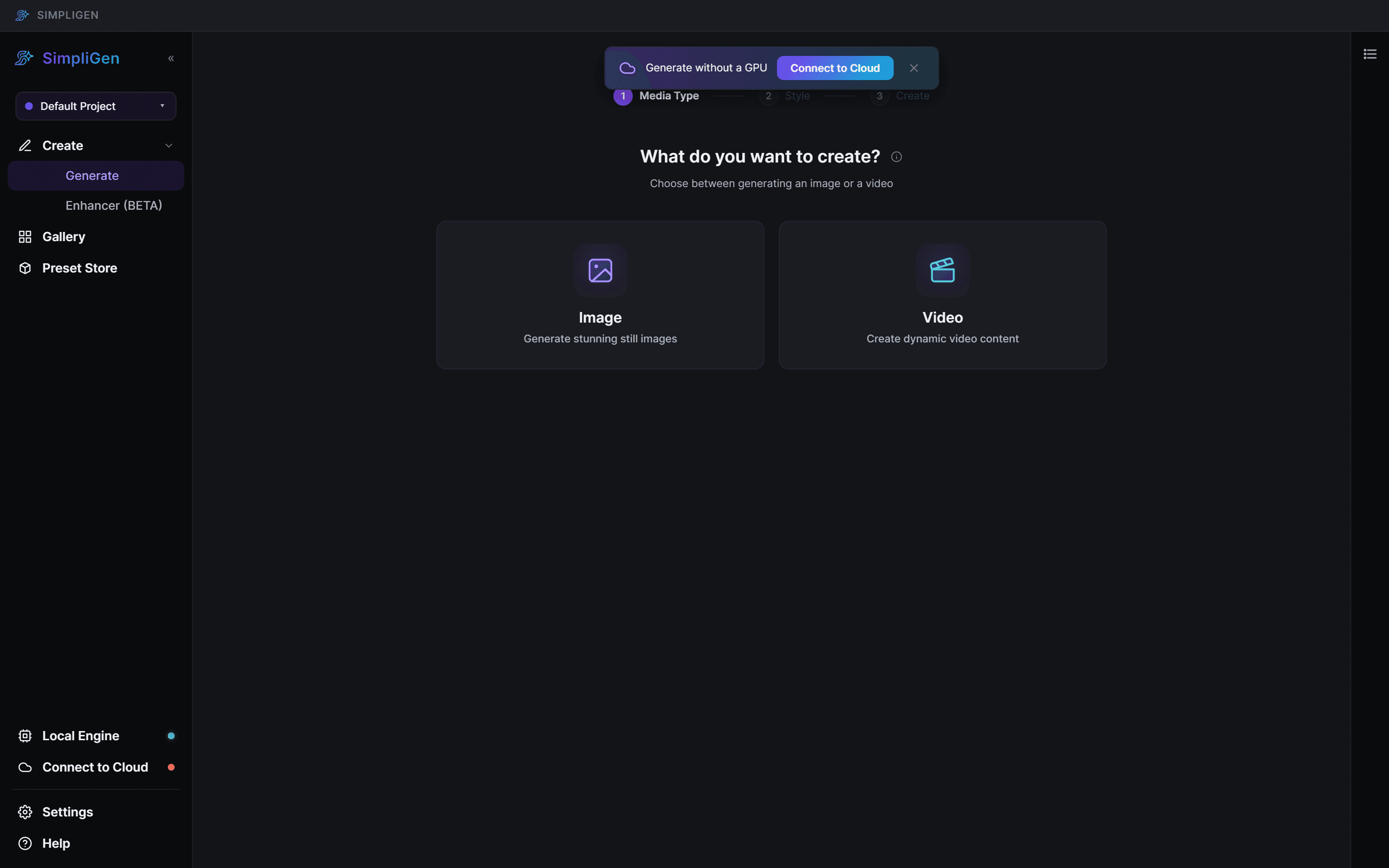 The Connect to Cloud button on the connect banner