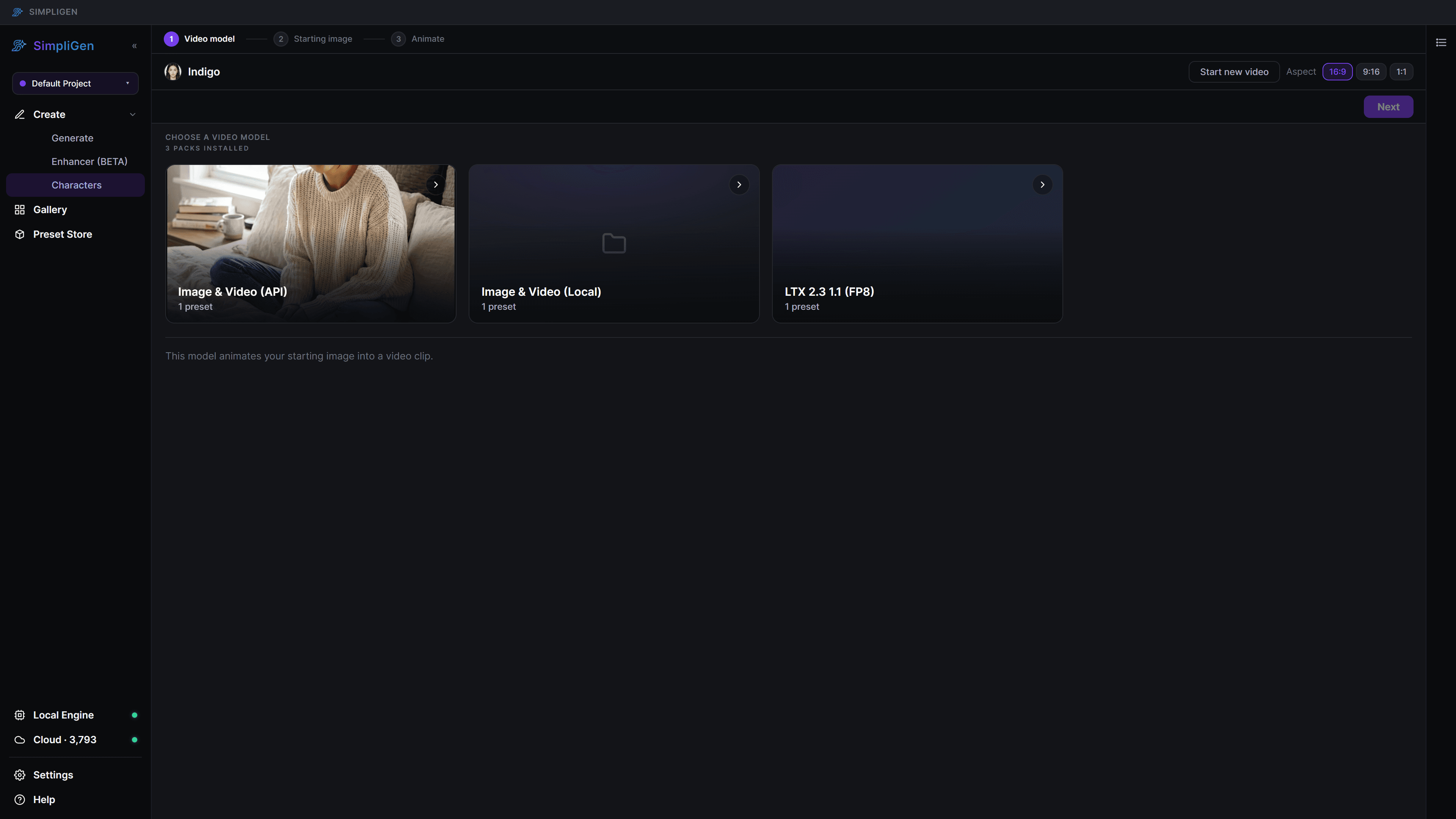 Choosing a video motion model